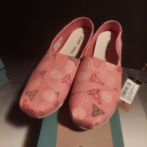 Toms New Alpargata dusty rose namaste print classic style slipons  9.5